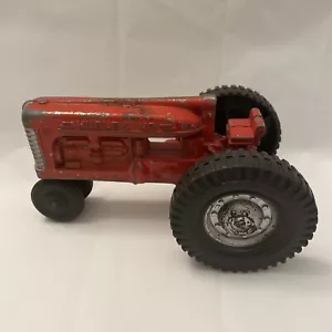 Vintage Red Hubley Jr Diecast Metal Kiddie Toy USA Red Tractor - Picture 1 of 6