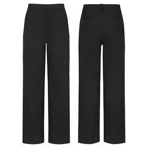 Kids Boys Solid Color Flat Front Uniform Chino Trousers for Casual Formal Wear - Picture 1 of 41