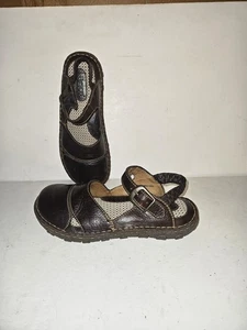 Born Damen-Ledersandalen überzogene Zehenpartie 8 braun bequem Mary Jane Freizeit erdig - Bild 1 von 6