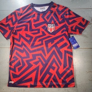 USA Mens Med Soccer Jersey Game of The World Red Juego Del Mundo  USA Soccer New - Picture 1 of 9