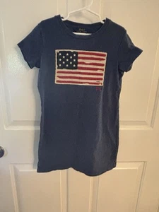 POLO RALPH LAUREN Girls Blue Distressed American “Flag” Dress .~Size 7 - Picture 1 of 8