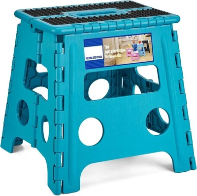 Folding Step Stool Plastic Foldable Stools Non Slip Dot Surface 13" 16" 17.5" - Image 1 of 4