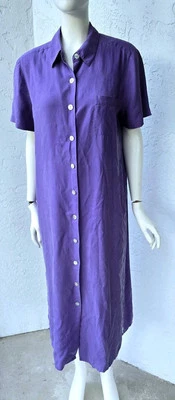 Vintage Talbots Purple 100% Silk Button Shirt Maxi Dress Size Women's 12P - Image 1 of 4