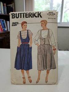 6602 Vintage Butterick Sewing Pattern Misses 1980s Fast Easy Jumper Top Sz 12-16 - Picture 1 of 3