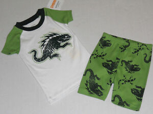 Gymboree Gymmies Boy's Green Lizard Short Pajamas Size 6-12 Months