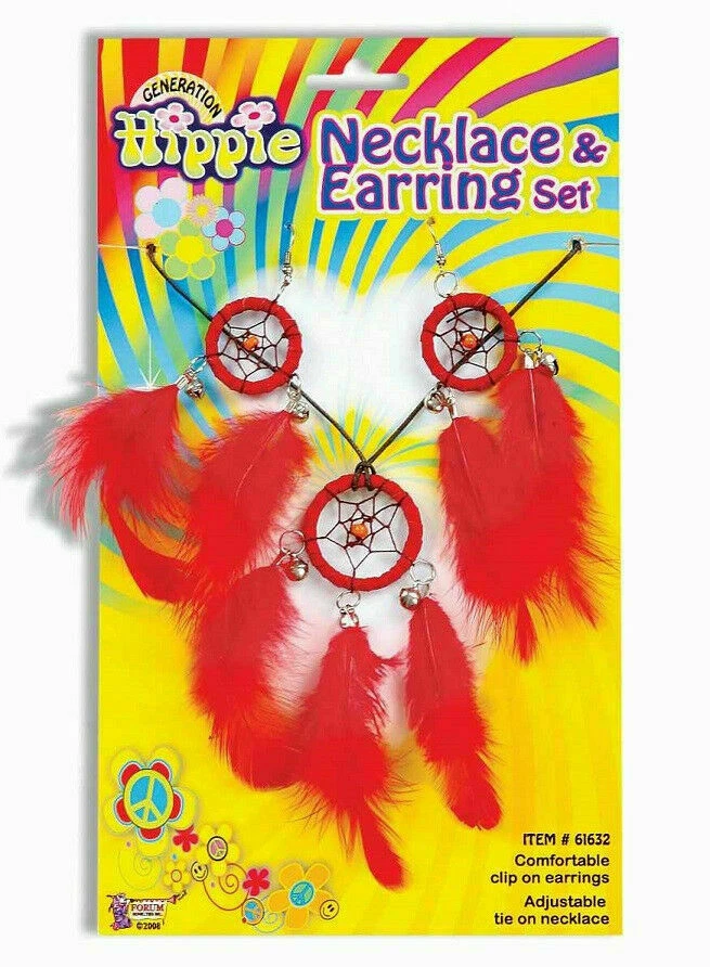 Conjunto de collar y pendiente de plumas hippie accesorio de disfraz Foto 1 de 1