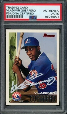 Vladimir Guerrero Montreal Expos Autographed 1995 Bowman Rookie Card #90 PSA/DNA - Image 1 of 2