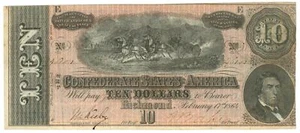 T-68 PF-44 CR-552 1864 Confederate States $10 CSA Note (L2411) - Picture 1 of 2