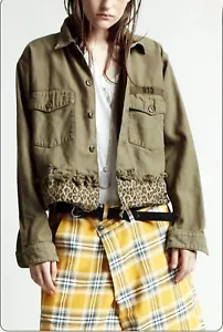R13 Cropped Utility Military Inspired Jacket in Fatique Olive Size S $495 - Picture 1 of 22