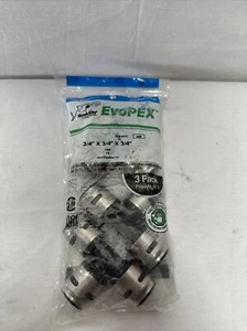 (Paquete de 3) EvoPex 3/4 pulgadas x 3/4 pulgadas. Camiseta de plástico push-to-connect x 3/4 pulgadas; K370A - Imagen 1 de 3