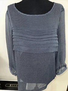 Banana Republic Sheer Blue Printed Peasant Top Size Medium Mm61 - Picture 1 of 12