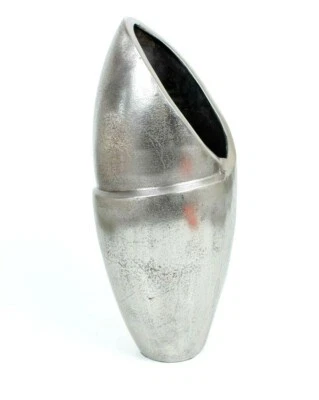 Alu Dekovase RAW Qualität Alu/Nickel Silber "LEAF" Blumenvase H31cm Dekoration   - Bild 1 von 3