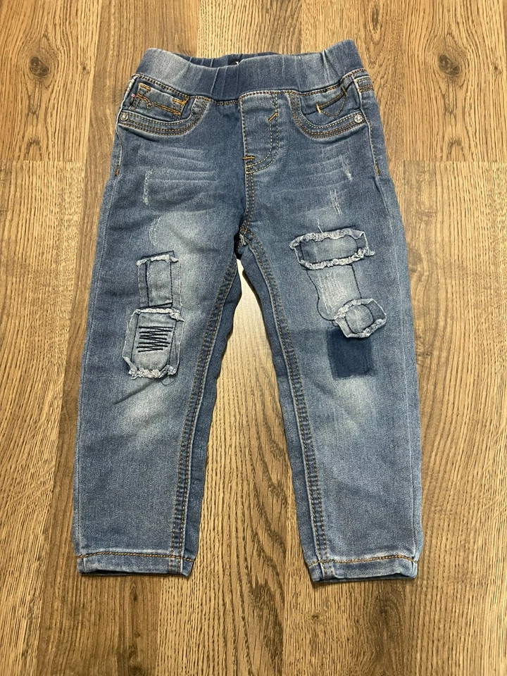 Jeans VIGOSS, niño pequeño talla 24 meses, azul, denim, desgastado, pierna recta Foto 1 de 4