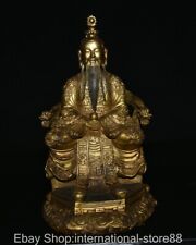 13.2" Old Chinese Copper Gilt Feng Shui Lord Lao Zi Laotse immortal Sculpture