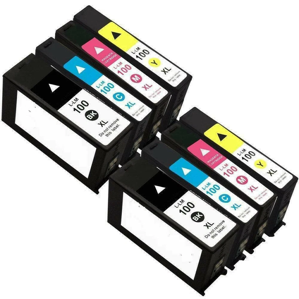 8 Pack Hi-Yield BK/CM/Y Ink For Lexmark 100XL Impact S301 S305 Genesis S815 S816 - Image 1 of 1