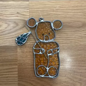 Borsa vintage fatta a mano in vetro colorato prendisole orsacchiotto raccoglitore ambra blu argento - Foto 1 di 12