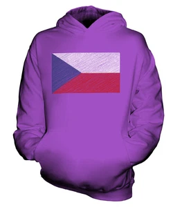 CZECH REPUBLIC DOODLED FLAG KIDS HOODIE HOODIE BOYS GIRLS - Picture 1 of 14
