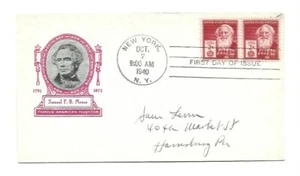 WG 890 2c Samuel F B Morse dirección mecanografiada, Ioor FDC - Imagen 1 de 1
