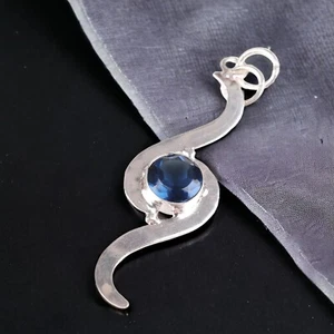 925 Sterling Silver Natural London Blue Topaz Womens day Fashion Pendant Jewelry - Picture 1 of 6