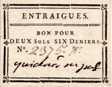 France Entraigues Bon de 2 Sols 6 Deniers ND 1791-1792 UNC Banknote