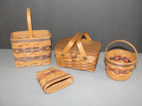 HANDMADE HAND WOVEN BASKET LOT 4 ORIGINAL PARSLEY MINI BASKET HOUSE MBH SIGNED Cover