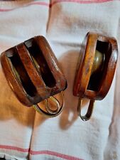 2 Vintage Maritime Sheave Pullies - One Single, One Double