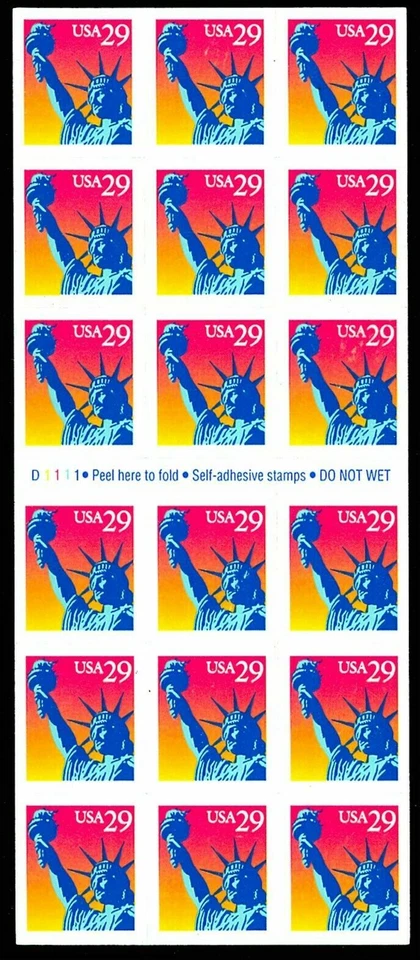 US,  #2599a Statue of Liberty  Complete Pane of 18 MNH Pl. D1111 - Image 1 of 1