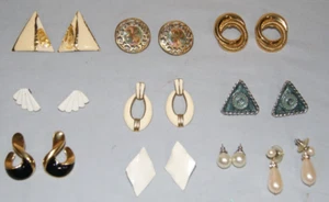 Vintage Earrings Lot Enamel Statement 80s 90s 9 pair (ToteFF) - Picture 1 of 12
