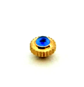 Watch Crown Blue Stone Gold Filled Beveled Waterproof 3.50 x 2.00 Flush Tap 12 - Picture 1 of 1