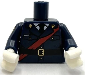 Lego Neu Minifiguren dunkelblau Torso Polizei Jacke Kleid mit schwarzer Krawatte rote Schärpe Teil - Bild 1 von 1