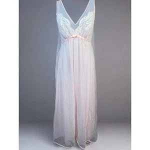 Vtg Vanity Fair Night Gown Chiffon LightPink Maxi Swing Size 34 (fits like S) - Picture 1 of 9
