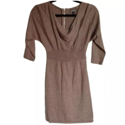 Express Wool Sweater Short Cowl Neck Mini Women's Dress Brown XS  - Image 1 of 4