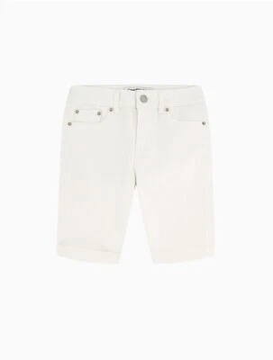 Calvin Klein Skinny Denim Bermuda Shorts Big Girls 12 Whiteout Solid Zip/Button - Image 1 of 4