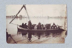 ca1930 boat ferry carries people cattle donkeys crossing Nile Cairo EGYPT Origin - Picture 1 of 2