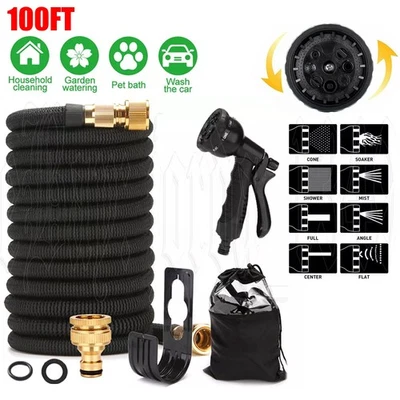 100FT Expanding Garden Hose with Copper Bullet & Spray Nozzle Gun, Lightweight - image 1 of 4