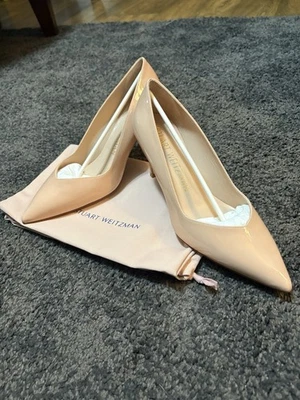 Stuart Weitzman Womens Anny 70 Pumps Heels Patent Leather Nude Blush $475 Sz 8 C - Image 1 of 4