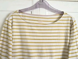 BODEN~FAB MUSTARD YELLOW & IVORY STRIPED 100% COTTON JERSEY TUNIC TOP~SIZE 18~VG - Picture 1 of 4