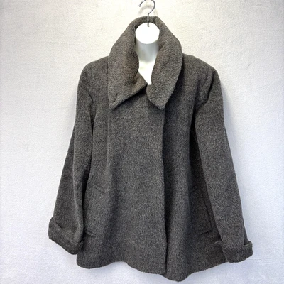 Saks Fifth Avenue Alpaca Wool Blend Coat Womens XL Gray Lined Classic Jacket - Image 1 of 4