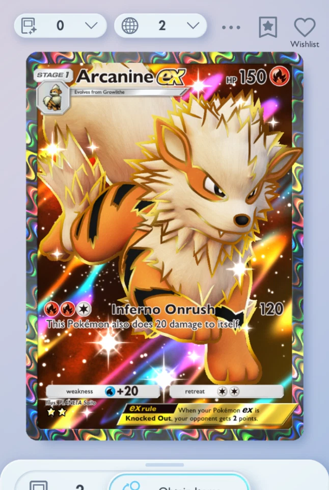 Pokemon TCG POCKET - Arcanine Full Art 2⭐, Genetic Apex, English - Image 1 of 1