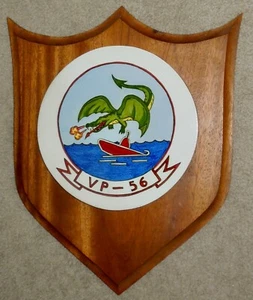 USN Patrol Squadron Fifty-six (VP-56) Hand-Painted Ceramic Plaque on Wood Base - Picture 1 of 5
