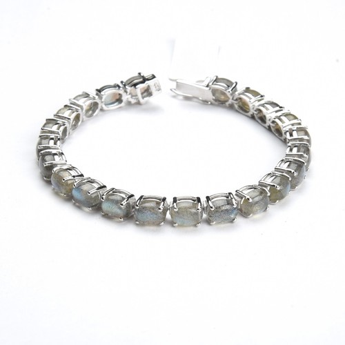 VALENTINO Bracciale Tennis Ovale Multi Fuoco Pietra Preziosa Argento Sterling 7" pollici