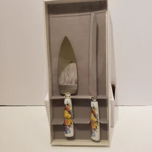 Sheffield England Stainless Steel Cake Knife Server Set NIB Porcelain Handles... - Picture 1 of 3