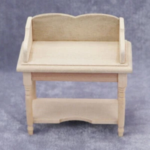 2Pcs 1:12 Unpainted Miniature Wooden Plain Table Desk Dollhouse Furniture Model - Picture 1 of 6