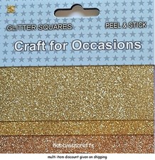 CRAFT FOR OCCASIONS PEEL & STICK GLITTER SQUARES PACK OF 3 DIFFERENT GOLDS