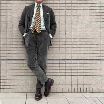 Traje de pana de otoño para hombre de dos piezas chaqueta de un solo pecho pantalones informales 2 piezas Foto 1 de 4