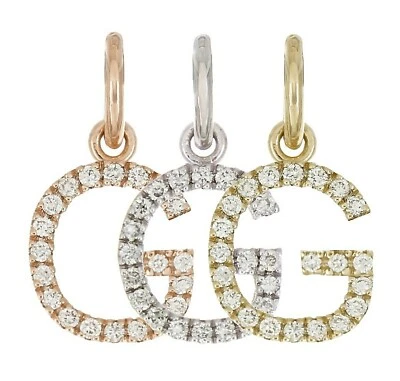 14k Yellow White or Rose Gold Diamond Initial Letter G Charm Pendant - Image 1 of 4