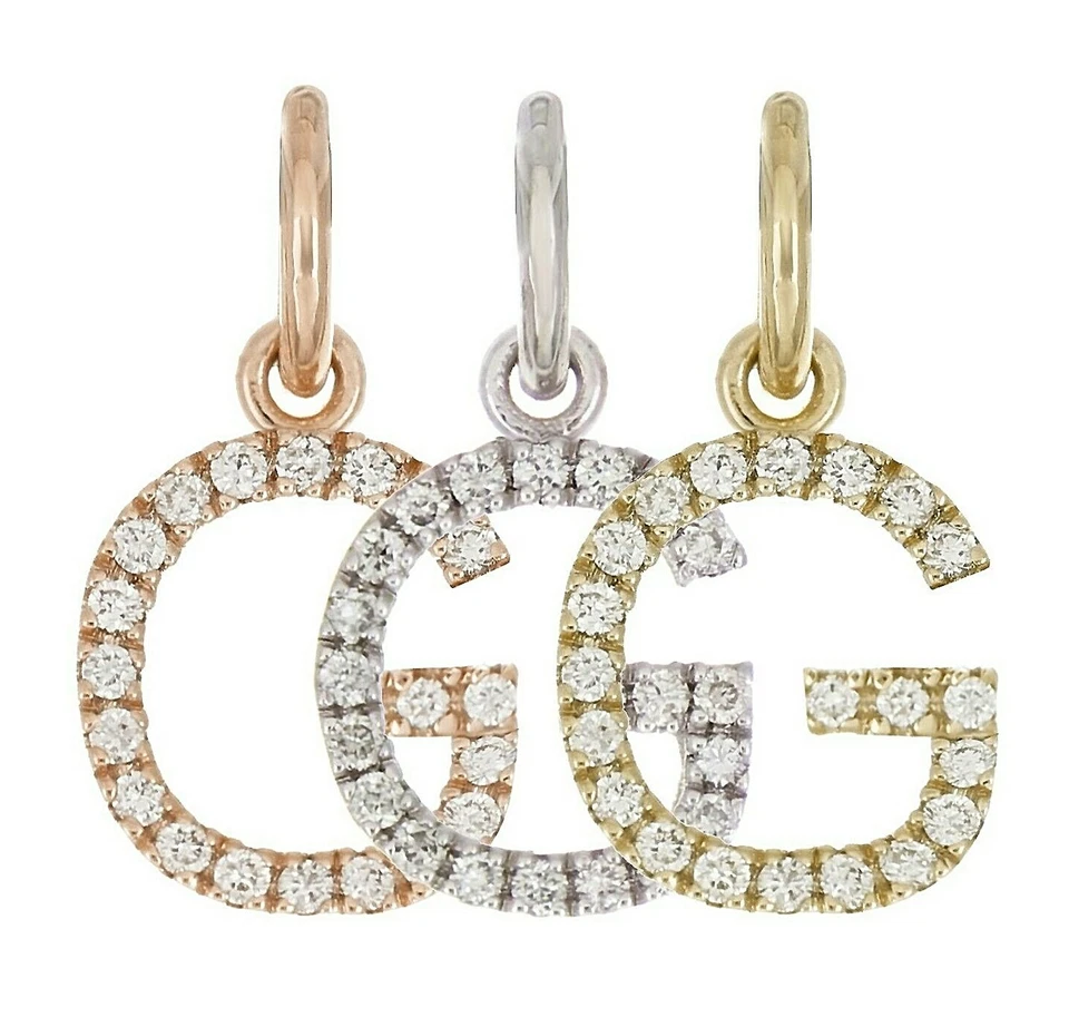 14k Yellow White or Rose Gold Diamond Initial Letter G Charm Pendant - Image 1 of 4