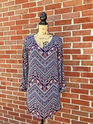 Vestido Charlotte Russe Mini Manga Larga Abertura Paisley Estampado Geométrico Para Mujer XS Foto 1 de 4