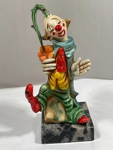 Vintage Fontanini Hobo Clown Figur Carrara Marmorsockel Blume Italien - Bild 1 von 6