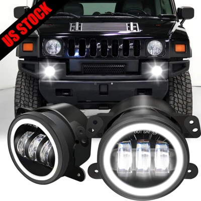 Luzes de neblina de LED de 4 polegadas para-choque dianteiro lâmpadas de direção para Hummer H2 H3 2004-2009 - Imagem 1 de 4